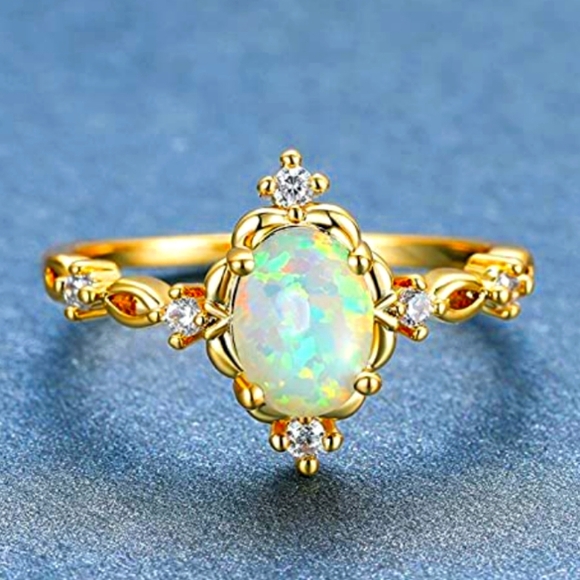 Lovely Dainty Faux Opal Gold Plated Ring! ๐โจ๐โจ๐โจ๐ - Picture 1 of 4